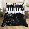 Piano Duvet Cover Set King Queen Full Size For Kids Boys Girls Music Lover Polyester Comforter Cover With Pillowcase Bedding Set