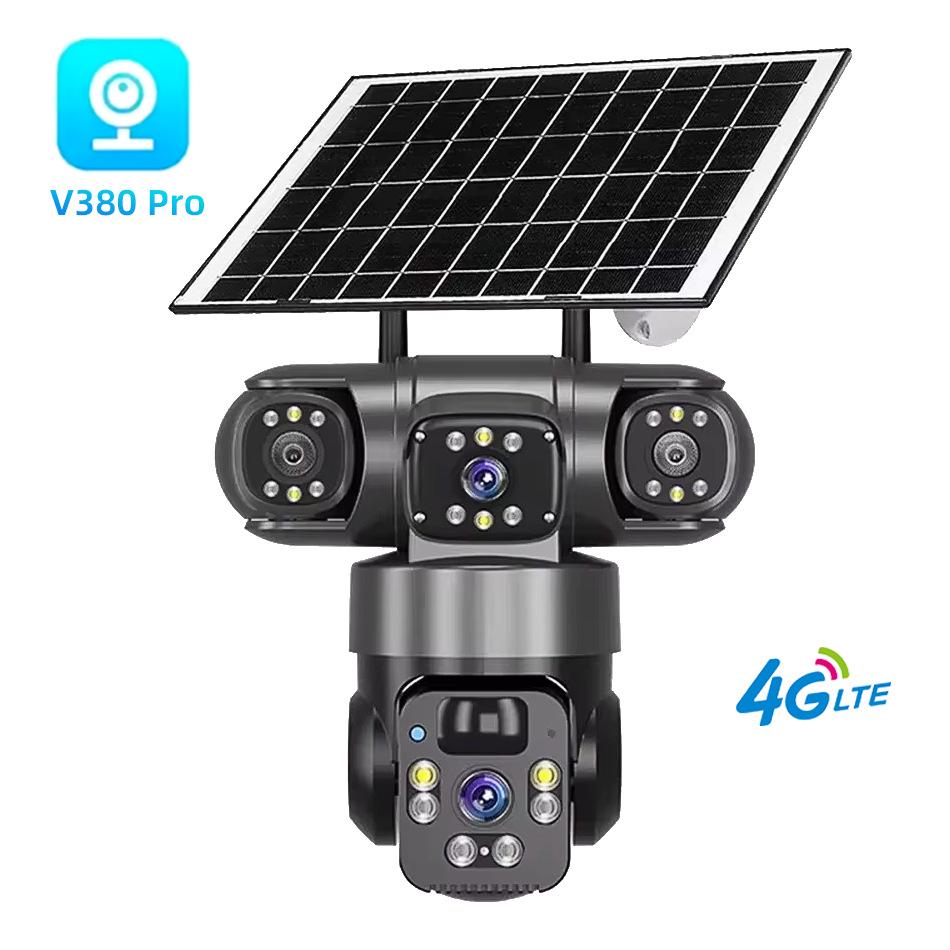 V360Pro 4G Solar Surveillance Camera: Triple-Lens, Outdoor, Night Vision, Waterproof, Lightning-Proof, No Network or Power Required.