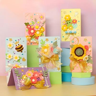 1 Set of Teachers' Day Non-woven Handmade DIY Bouquet Greeting Card Children's Educational Kindergarten Making Material Pack Gift Card