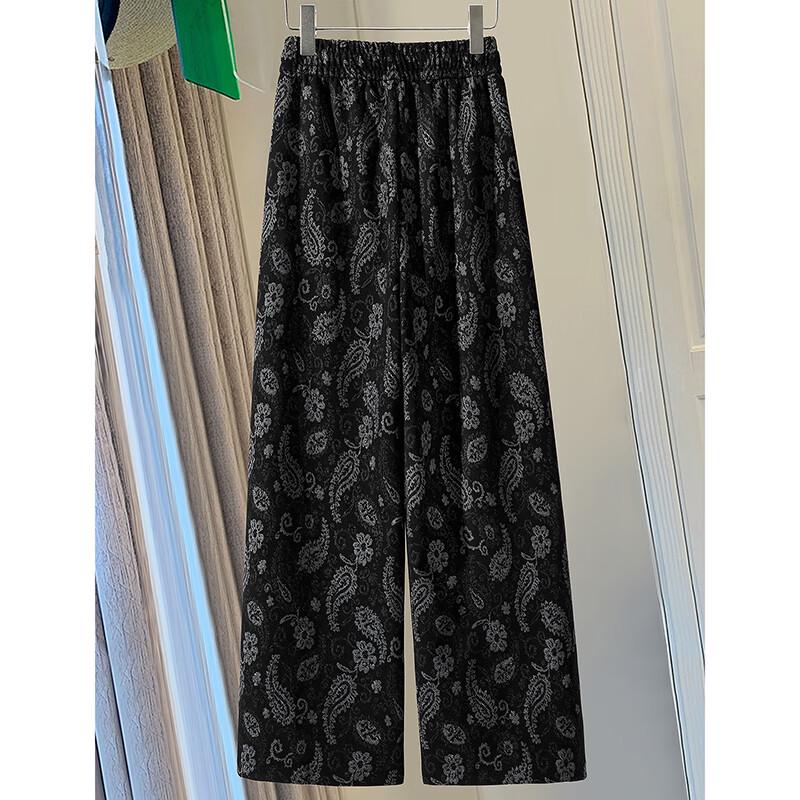 Women's Paisley Print Drawstring Elastic Waist Casual Long Pants