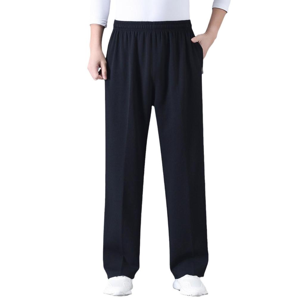 Men's Plus Size Loose Fit Sports Pants - Winter Velvet, Straight Cut, Casual Wear