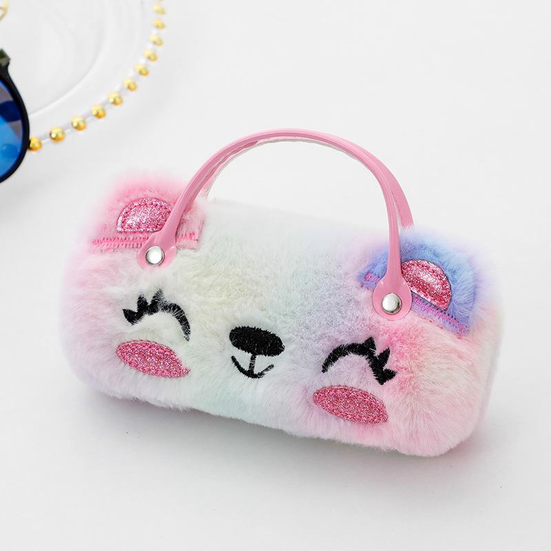 Plush Glasses Case Bear Sunglasses Box Purse Cartoon Cute Portable Glasses Bag Compression Spectacle Children's Kids Girls Gift
