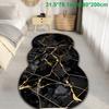 1pc Luxury Black Gold Marble Carpet, Durable Non-Slip Washable Indoor Rug For All Seasons, Halloween Thanksgiving Decor