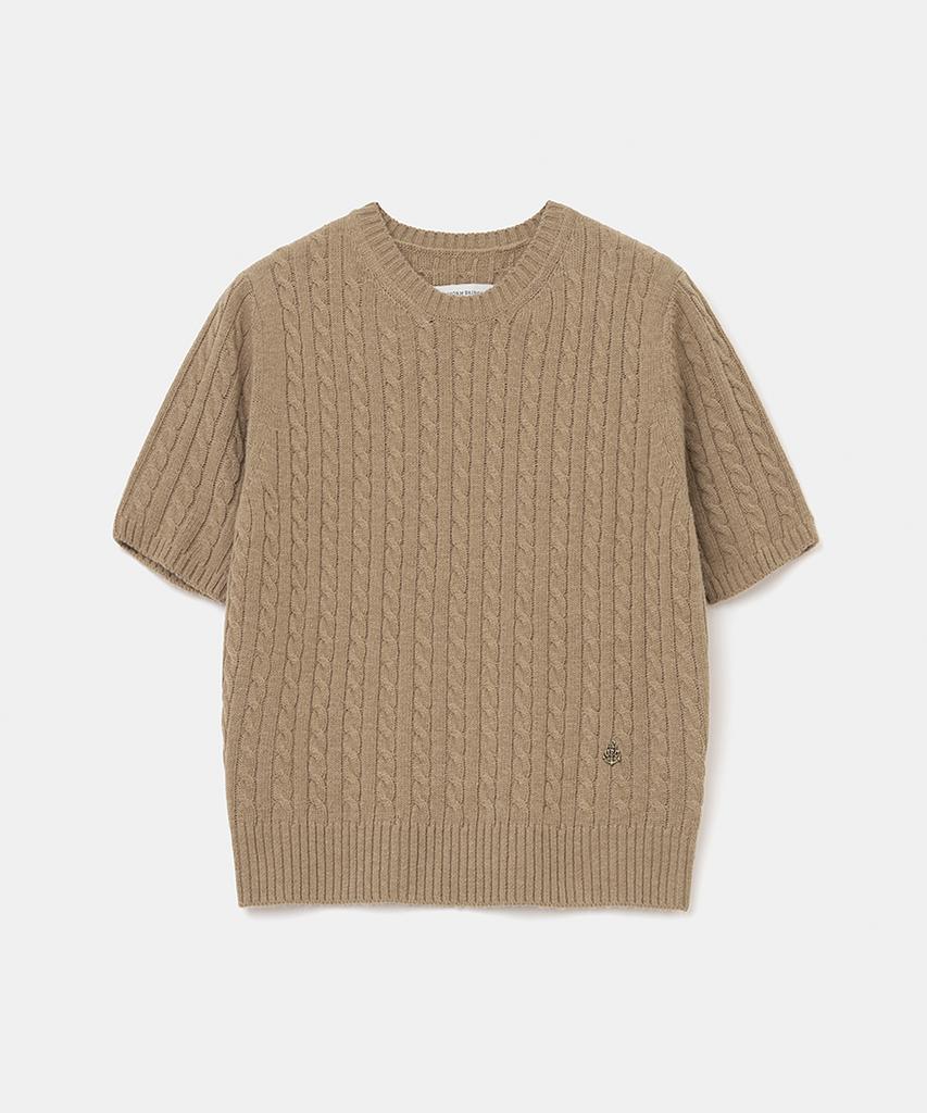 UNIFORM BRIDGE Cashmere Blended Cable Half Knit(Womens) Camel