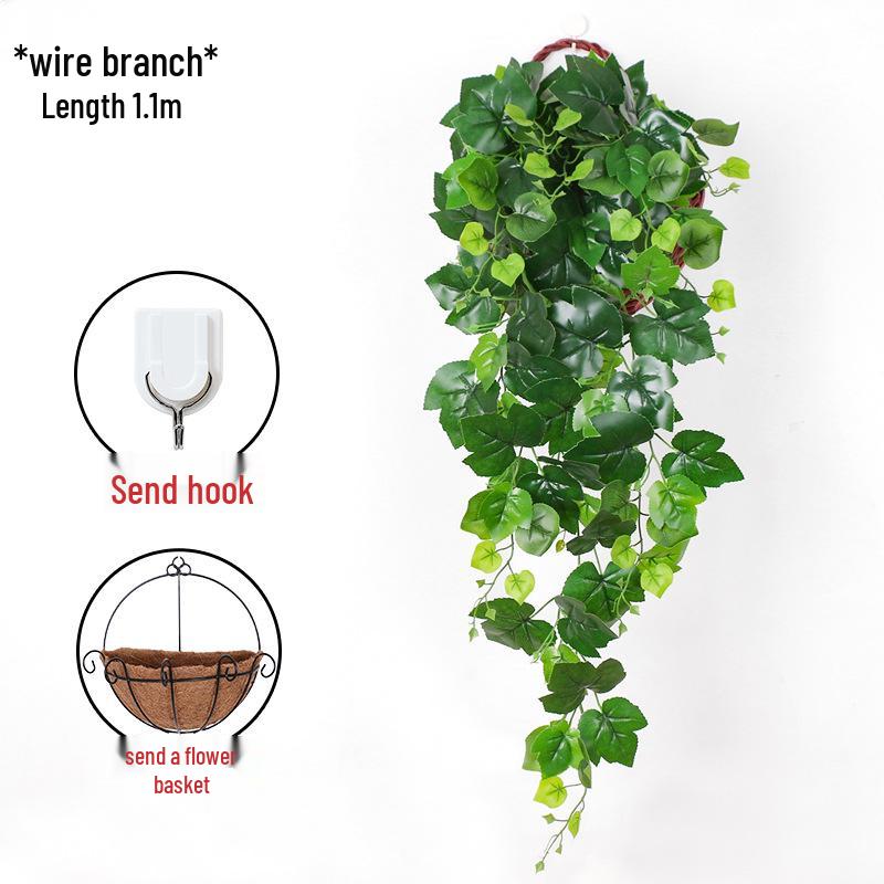 Pothos Wall Hanging Decoration: Trailing Artificial Vines & Spider Plant Basket for Indoor Use