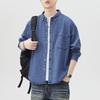 Retro Denim Shirt Men's Trendy Versatile Loose Casual American Spring New Shirt