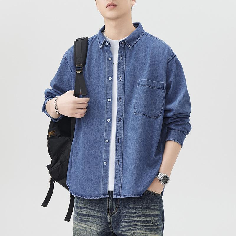 Retro Denim Shirt Men's Trendy Versatile Loose Casual American Spring New Shirt