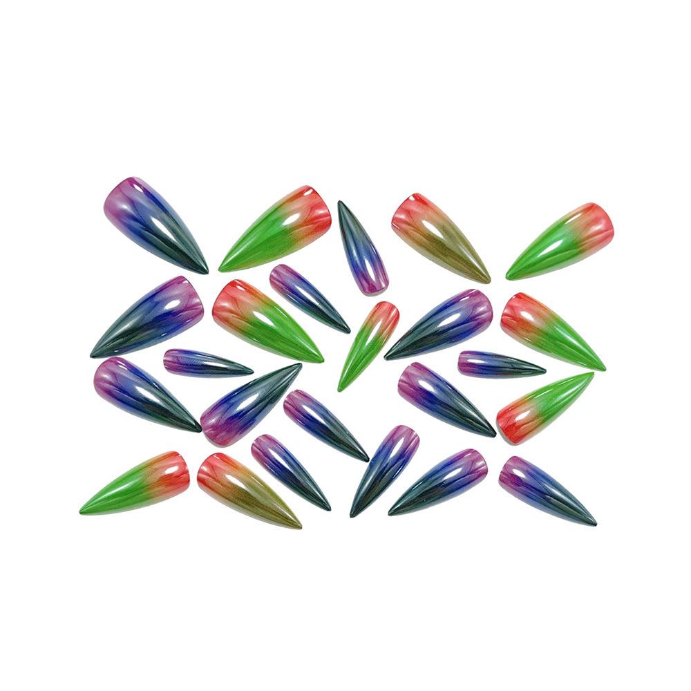 Iridescent Electroplated Nail Art: Detachable Stickers & Wearable False Nails