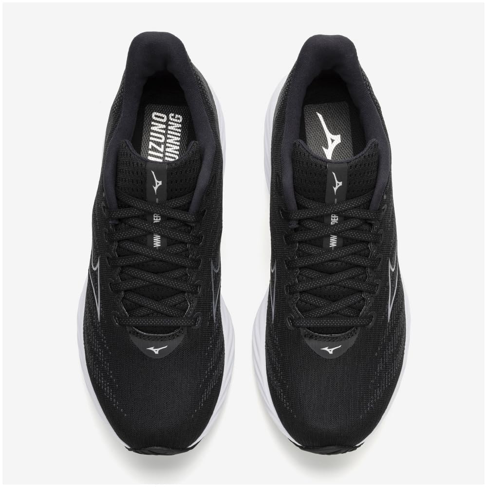 Mizuno Wave Rider 28 Running Size for and Thick Sole Shoes, Men's, Black/Silver/White, 26.0 cm, 2E, Jogging, Marathons, Training, Sports, Lightweight,