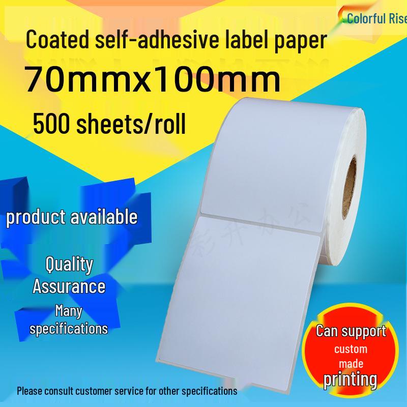 70x100 Coated Self-Adhesive Label Paper for Logistics and Barcode Printing Coated Self-Adhesive Paper