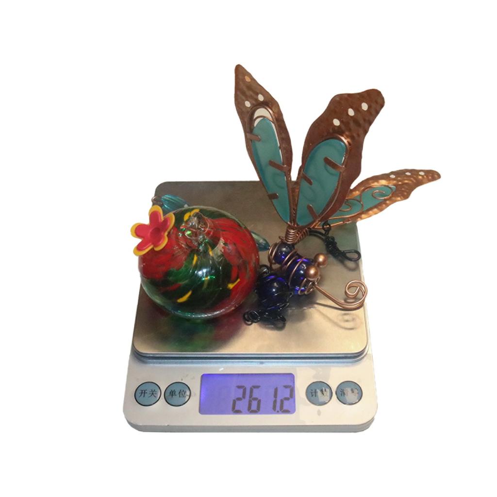 Outdoor Garden Hanging Dragon Fly Shape Single Painted Glass Ball Bird Feeder