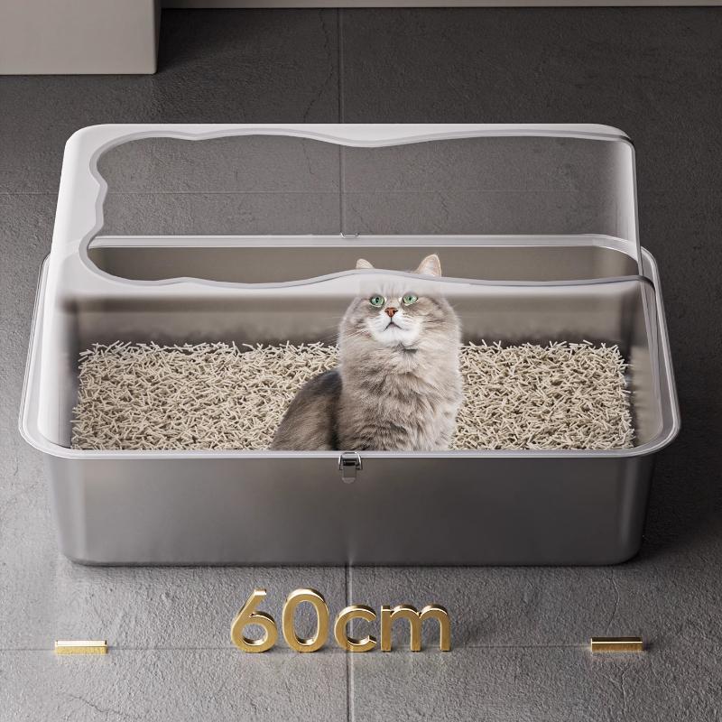 Edelstahl Katzenklo Jumbo Offene Schale für Kätzchen Spritzwassergeschützt Anti-Streu Katzenklo Schalen Leicht zu Reinigen Haustier Toiletten