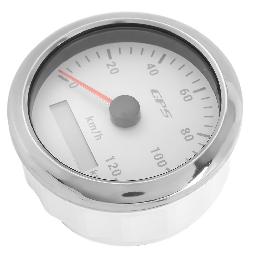 85mm Marine Auto GPS Speedometer 120KM H Speed Odometer with 7 Color Backlight for Car Boat RV YachtWhite