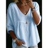 Women's Cross-Border  Fashion Lace V-Neck Pullover Solid Color Casual Three-Quarter Sleeve Blouse