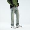 American street washed contrasting jeans men's and women's versatile retro straight-leg pants high street old casual trousers