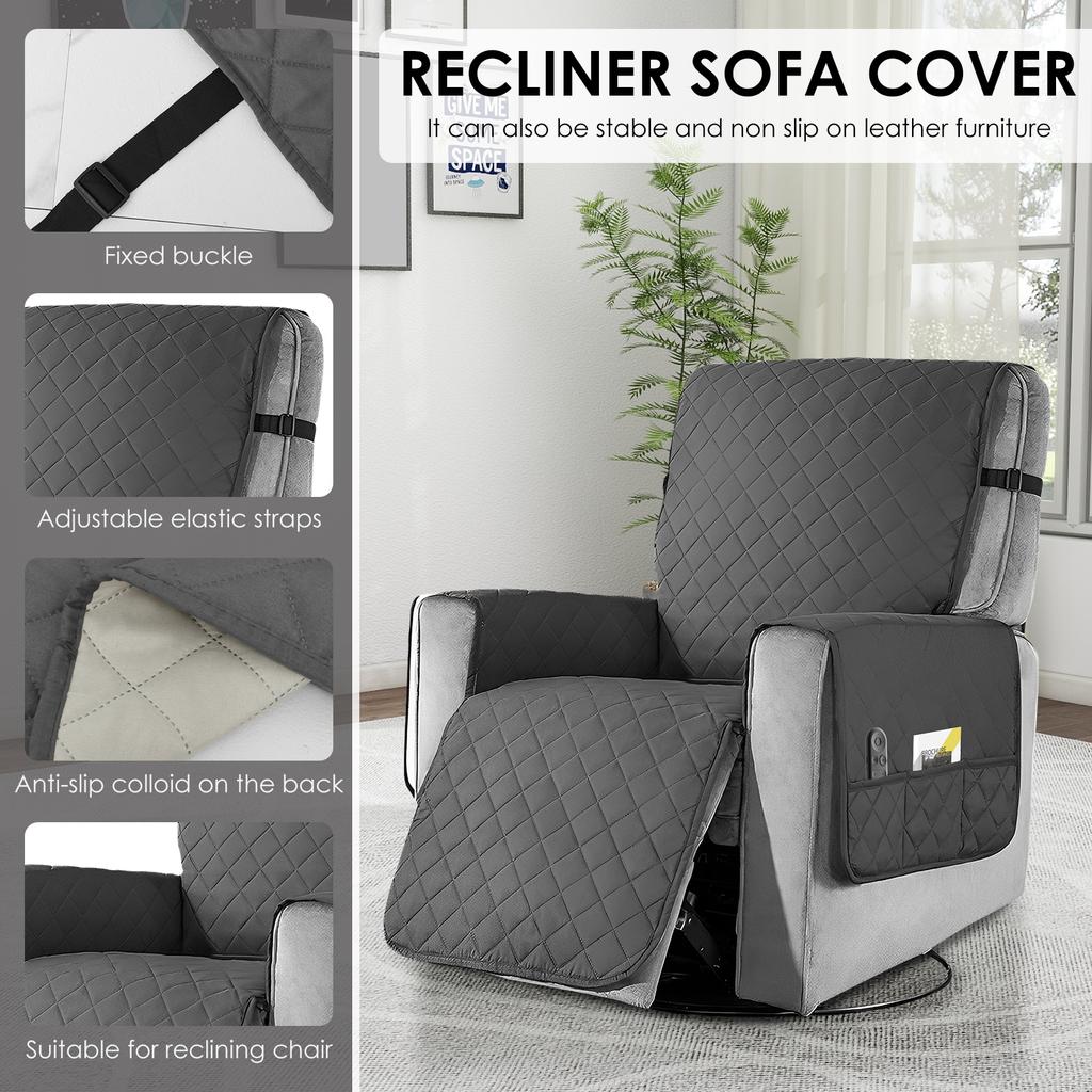 Anti-slip Recliner Chair Cover Waterproof Armchair Slipcovers Lazy Coushion With Pocket Elastic Strap Living Room Home