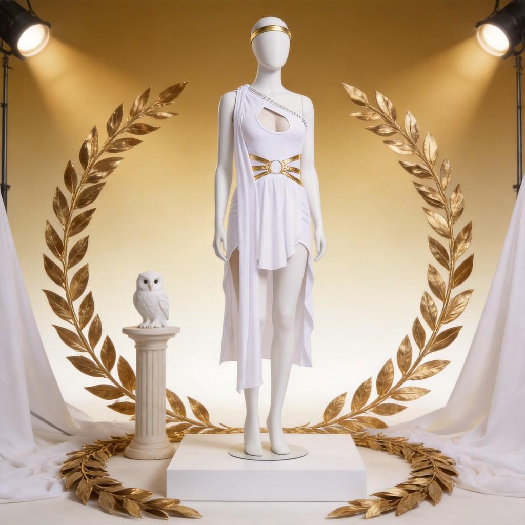 Athena Medieval Goddess Costume For Women With Spandex For Halloween Cosplay Party