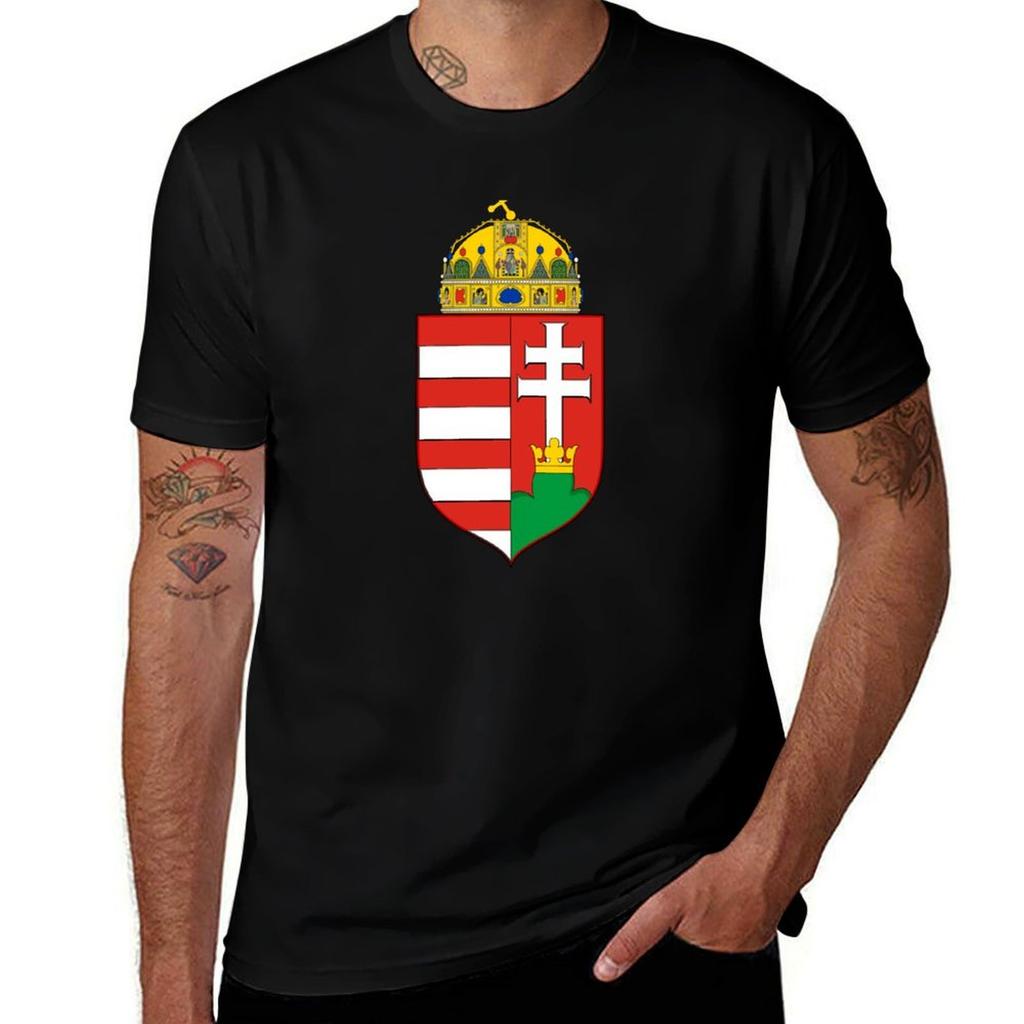 Medieval Coat Of Arms Of Hungary Tshirt Basic Simple Casual Short Sleeve Tee