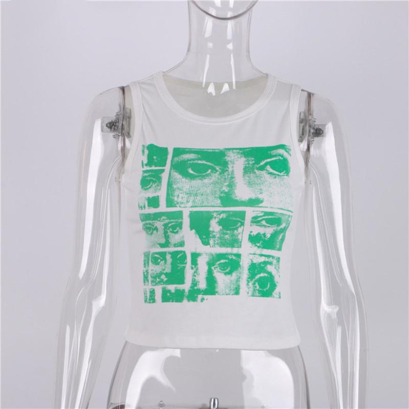 Y2K Summer Pattern Printed Short Gothic Tank Top