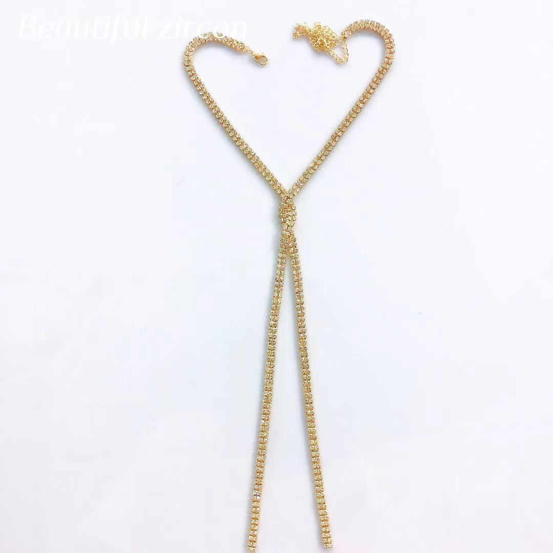 

Accessories, Fashion Sparkling Fringed Necklace European and American Evening Party Full Diamond Necklace Necklace золотий