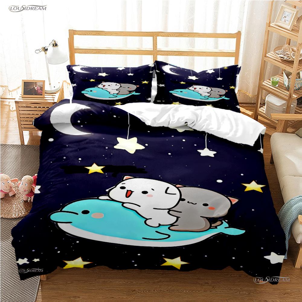 

BuBu-Bear Cartoon Anime Cute All Season Duvet Cover kawaii Bedding set Soft Quilt Cover and Pillowcases Single/Double/Queen/King 135x200cm