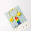 Adorable Rainbow Building Blocks Bell Keychain - Pink Cartoon Gift Decoration