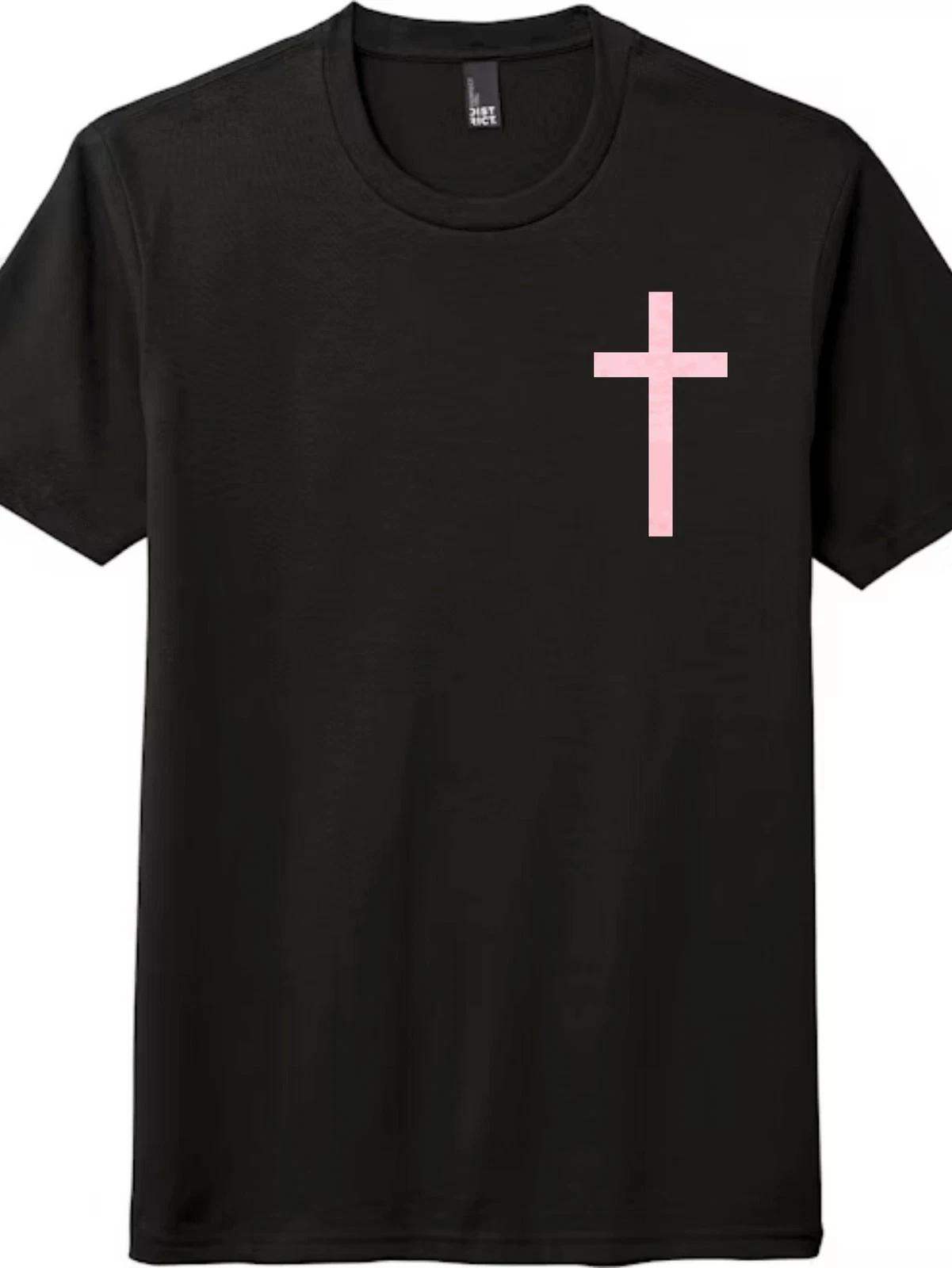 

Unisex Minimalist Pink Cross Graphic T-Shirt-Christian Faith Statement Tee 2XL