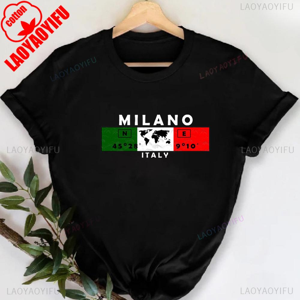 MILANO ITALIEN Buchstabenaufdruck Rundhals-T-Shirt Lässiges Kurzarm-T-Shirt für Frühling & Sommer Damenbekleidung Valentinstag