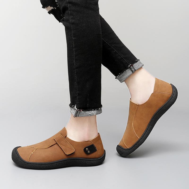 Fashion Genuine Leather Mens Leisure Walk Flats New Handmade Outdoor Loafers Man Casual Driving Shoes Vintage Style Male Hiking Footwear