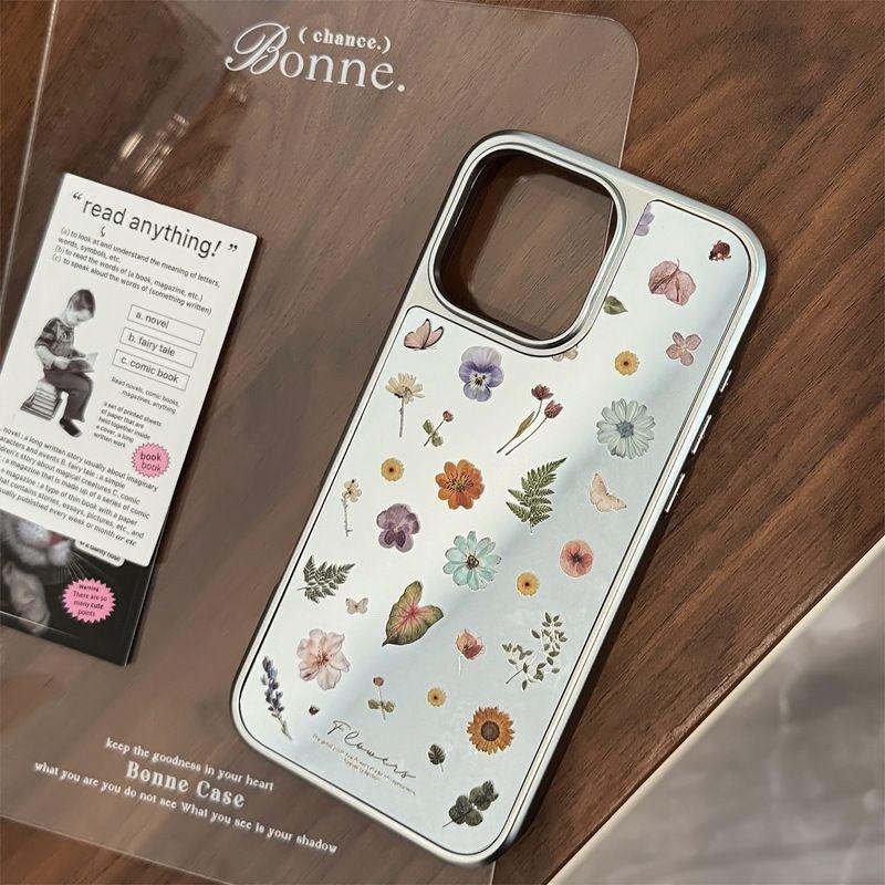 Fresh Flower Electroplated iPhone 15 Pro Max/14 Mirror Hard Shell Case