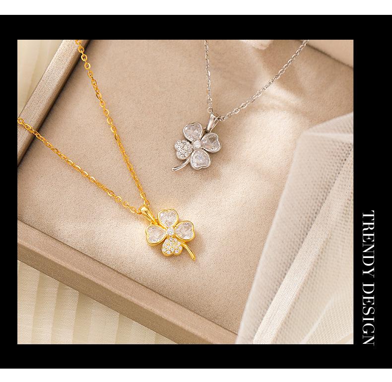 Banyan Tree S925 Silver Four-Leaf Clover Necklace - Elegant Female Design, New Fashion Clavicle Chain