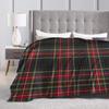 Plaid Stewart Black Tartan Blanket Flannel Decoration  Portable Lightweight Thin Throw Blanket for Bed Bedroom Rug Piece