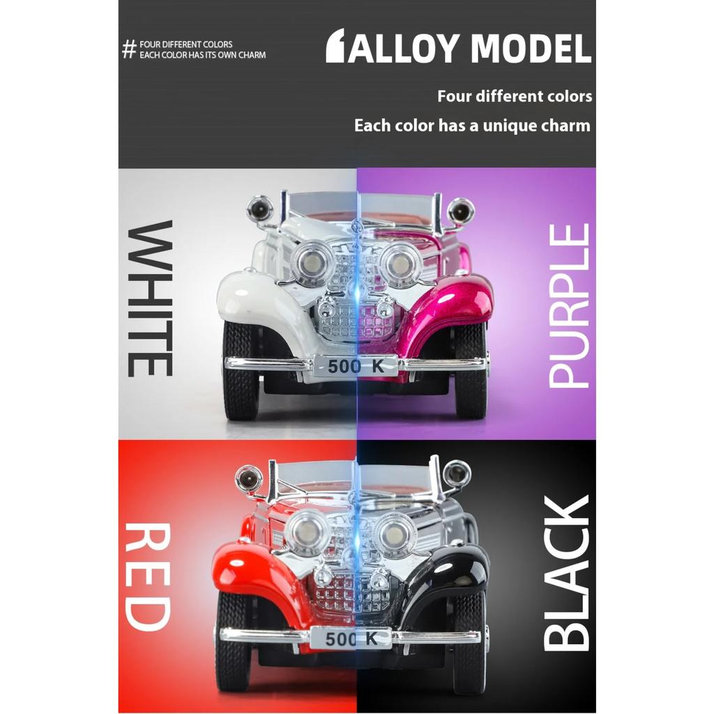 1/32 Luxury vintage car BENZ 500K alloy model, exquisite desktop ornaments, the best collection for car model enthusiasts