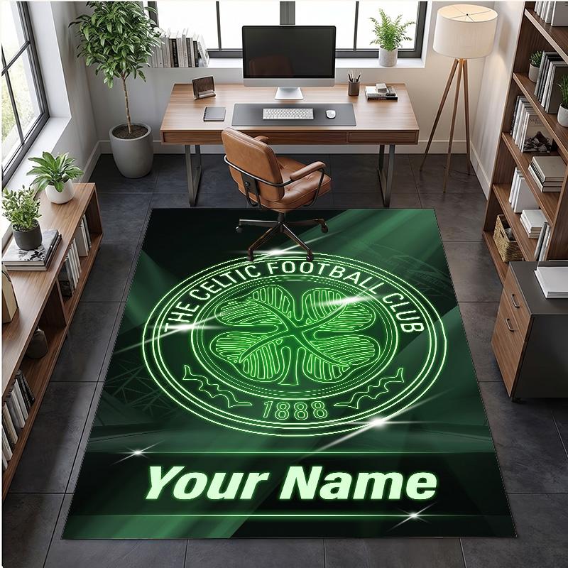 Crystal Velvet Rug Celtic FC Print Custom Name Text Floor Mat Home Decor