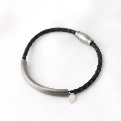 925 Silver Leather Bracelet Couple Layered Chain Fashion Altima