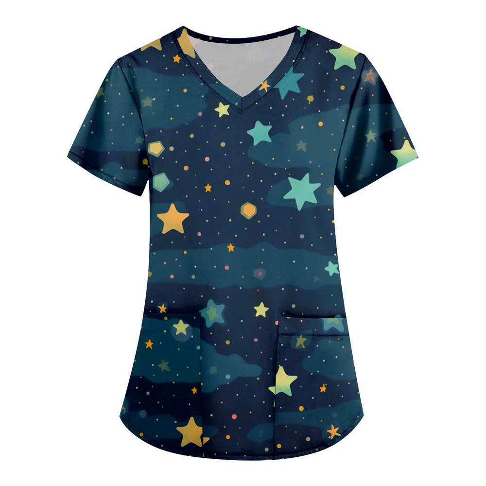 

Women s T Shirt V Neck Tops Valentine s Day print Shirt Pocket Women Hospital T Shirt thanksgiving Tops Nurse Uniform T Shirt 5XL