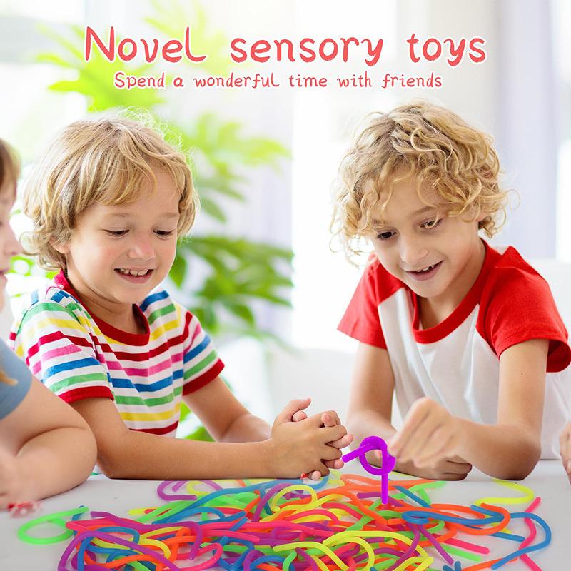 100Pcs Colorful Pop Tube Rainbow Fidget Toys Telescopic Tube Stress Relief Toys Plastic Stretch Pipe Decompression Toy Gift