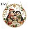 Christmas Themed Hanging Ornaments Diamond Art Ornament, 2D Acrylic Pearl Painting Window Decorations Pattern Suncatcher, Holiday Pendant for