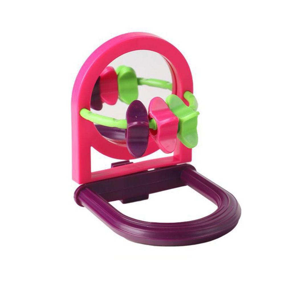 Random Color Bird Cage Mirror with Bell Hanging Parrot Basketball Toy  Parakeet