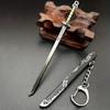 1pc Mini Sword Shape Pendant Keychain Weapon Model With Sheath Toy Knife Metal Anime Key Ring Ornament Purse Charm Accessories