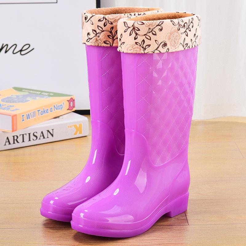 Jelly water boots tall waterproof shoes crystal rubber shoes non-slip cover shoes women's summer fashion rain shoes rain boots transparent thickened