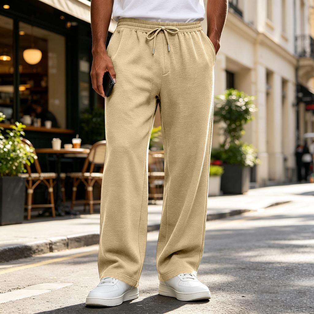 Men's Drawstring Elastic Waist Sweatpants - Color Loose Fit Joggers for Sizes