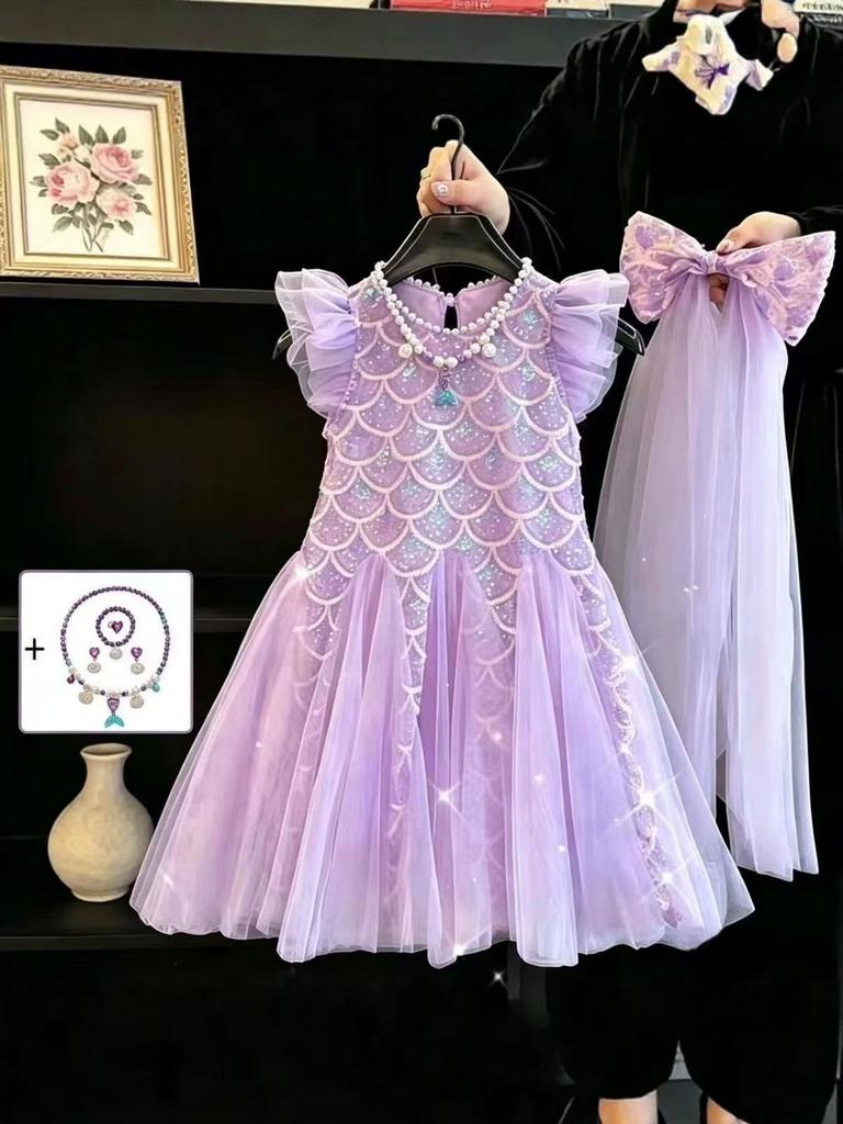 Girls' 2026 Mermaid Princess Summer Dress with Sequins