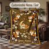 Foxes Moonlit Forest Theme Throw Blanket Custom Name Text Personalized Blanket Soft Cozy Blanket for Home Sofa Bed