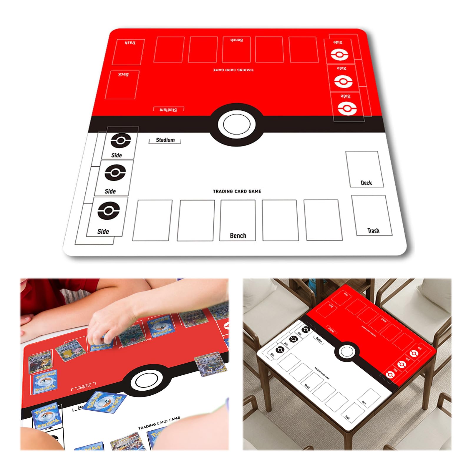 

aninako Playmat for Card Card Fully Sewn Clear Mouse Desk Suitable for Pokemon Games, 2-Player Games, Rubber, Image, Wrinkle-Resistant, Pad, Mat,
