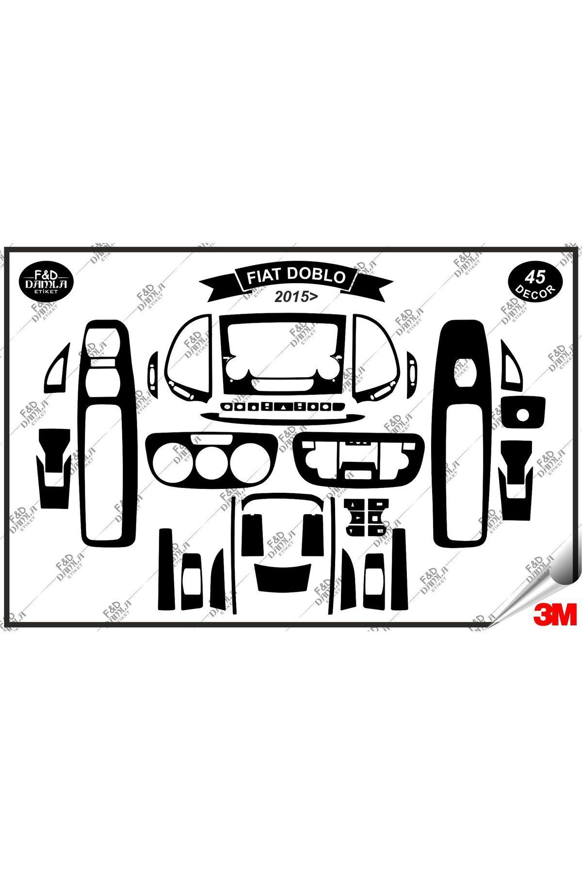 

Fiat Doblo 2015 Torpido Konsol Trim Göğüs Maun Kaplama Set 45 Parça Siyah