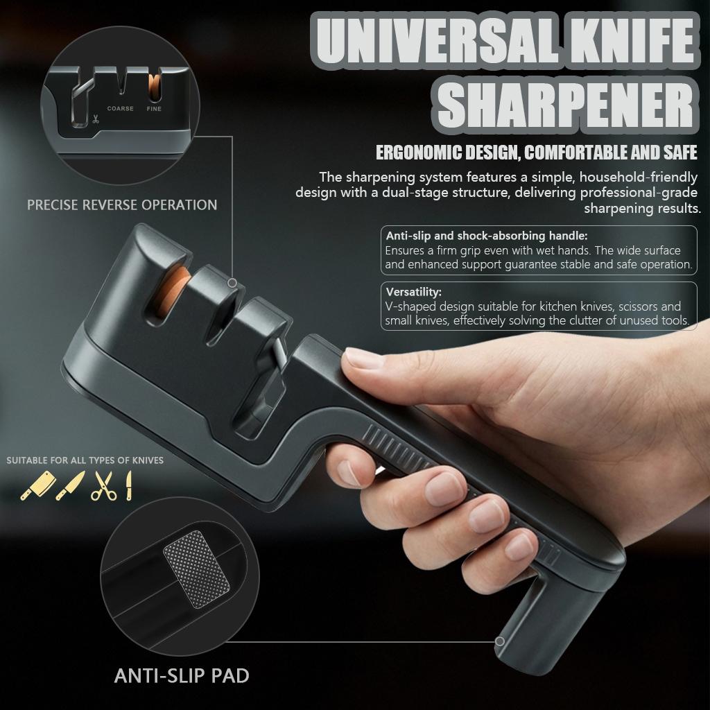 3-Stage Kitchen Knife Sharpener Quick-Sharpening Multi-Purpose Manual Whetstone for Chef's Knives Scissor Knife Sharpening