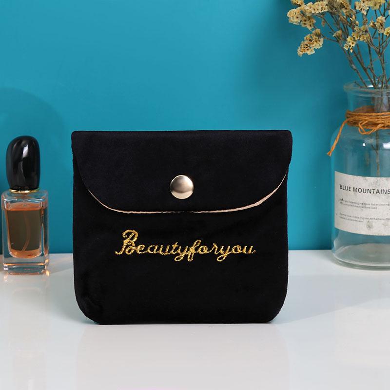 Korean Style Embroidered Velvet Mini Bag for Lipstick and Sanitary Napkin Storage