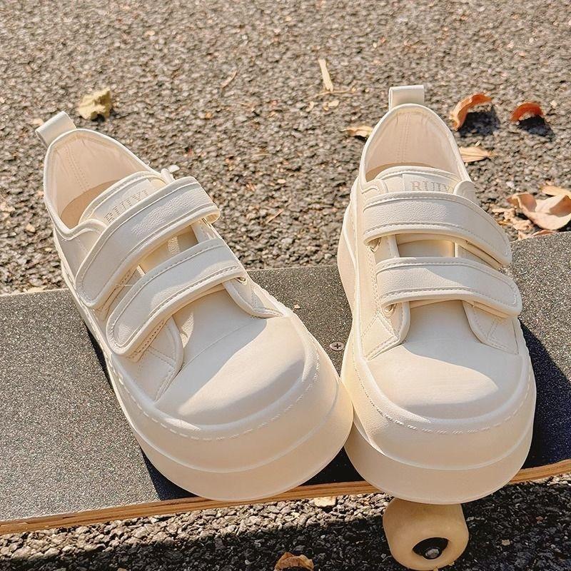 Thick-soled Heightening Velcro Little White Shoes Women's Spring New Small Sports and Leisure Breadboard Shoes