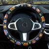 Car steering wheel cover Elastic Floral Steering Wheel Cover- No Inner Ring Breathable Non-Slip Ultra-Thin Auto Handle Accessory